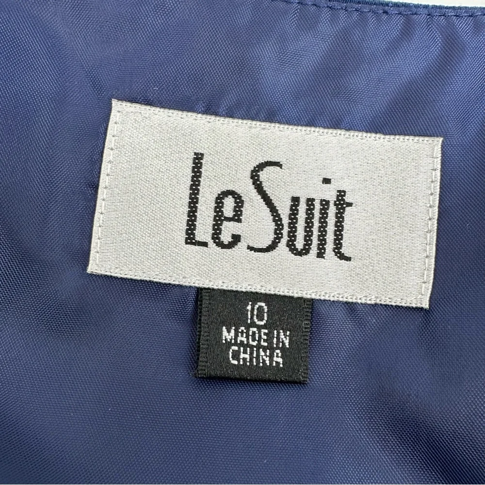 Le Suit 2 Pc Skirt Suit Sleeveless Top Knee Length Womens 10 Blue Corpcore READ